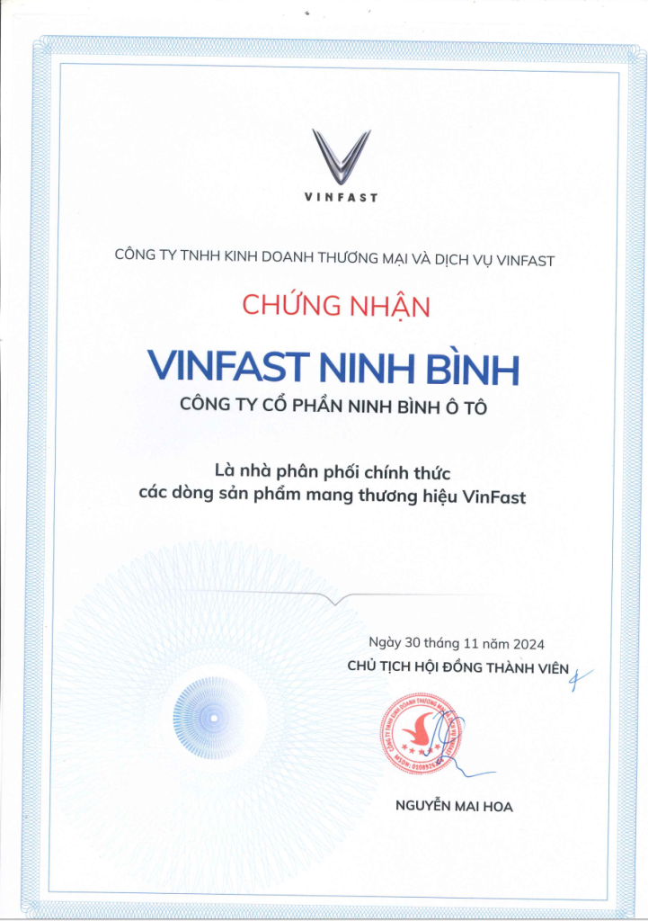 CHỨNG NHẬN ĐẠI LÝ